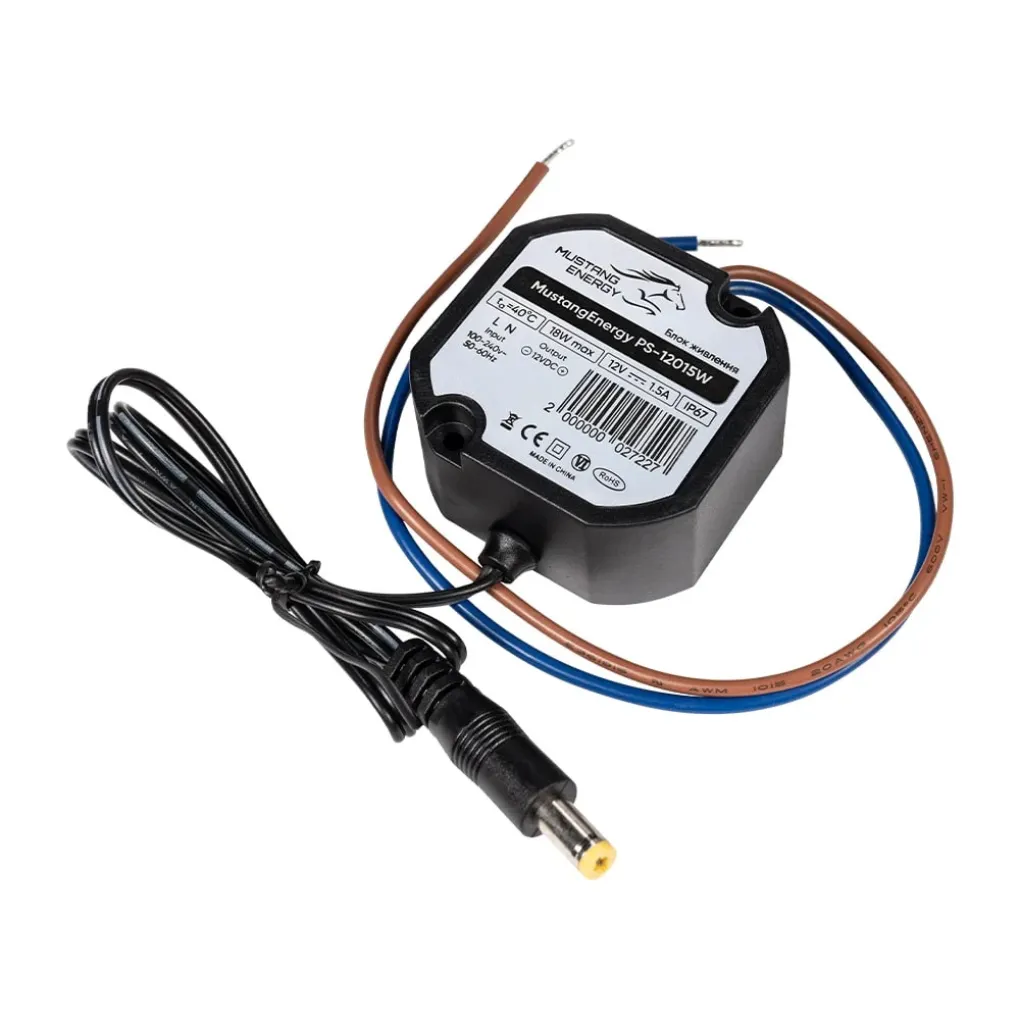 Блок живлення Mustang Energy PS-12015W 12V/1.5A вологозахищений IP67 (43-00102)- Фото 2
